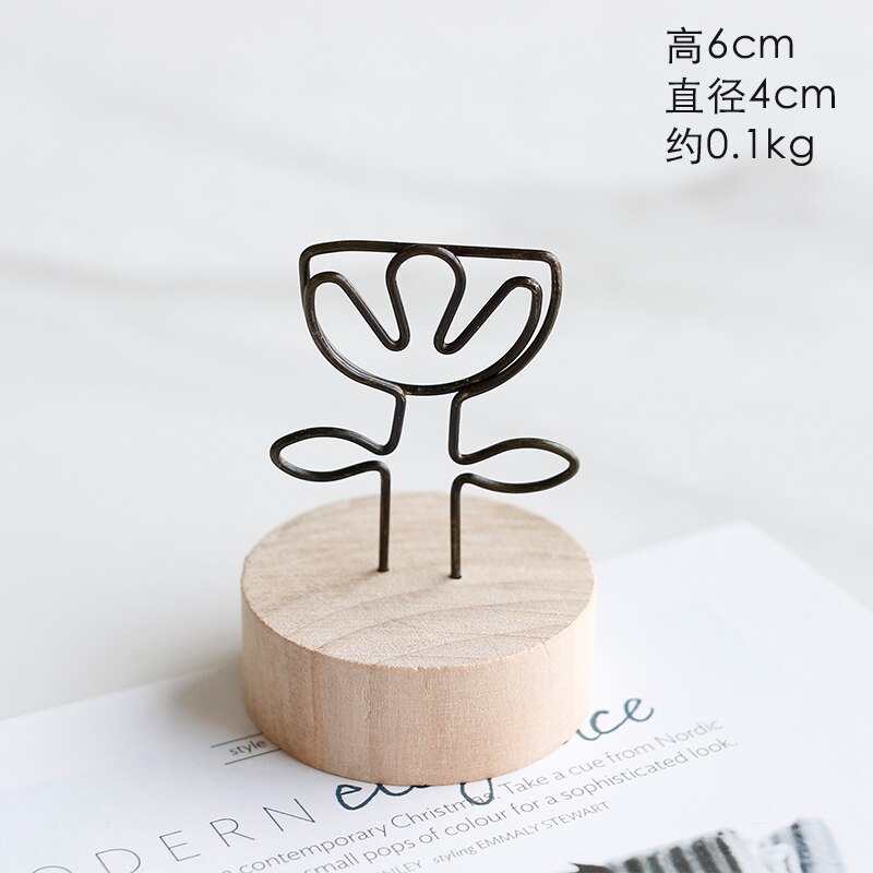 Nordic simple modern wooden note holder home decorations Figurines message photo card holder WJ021935: B