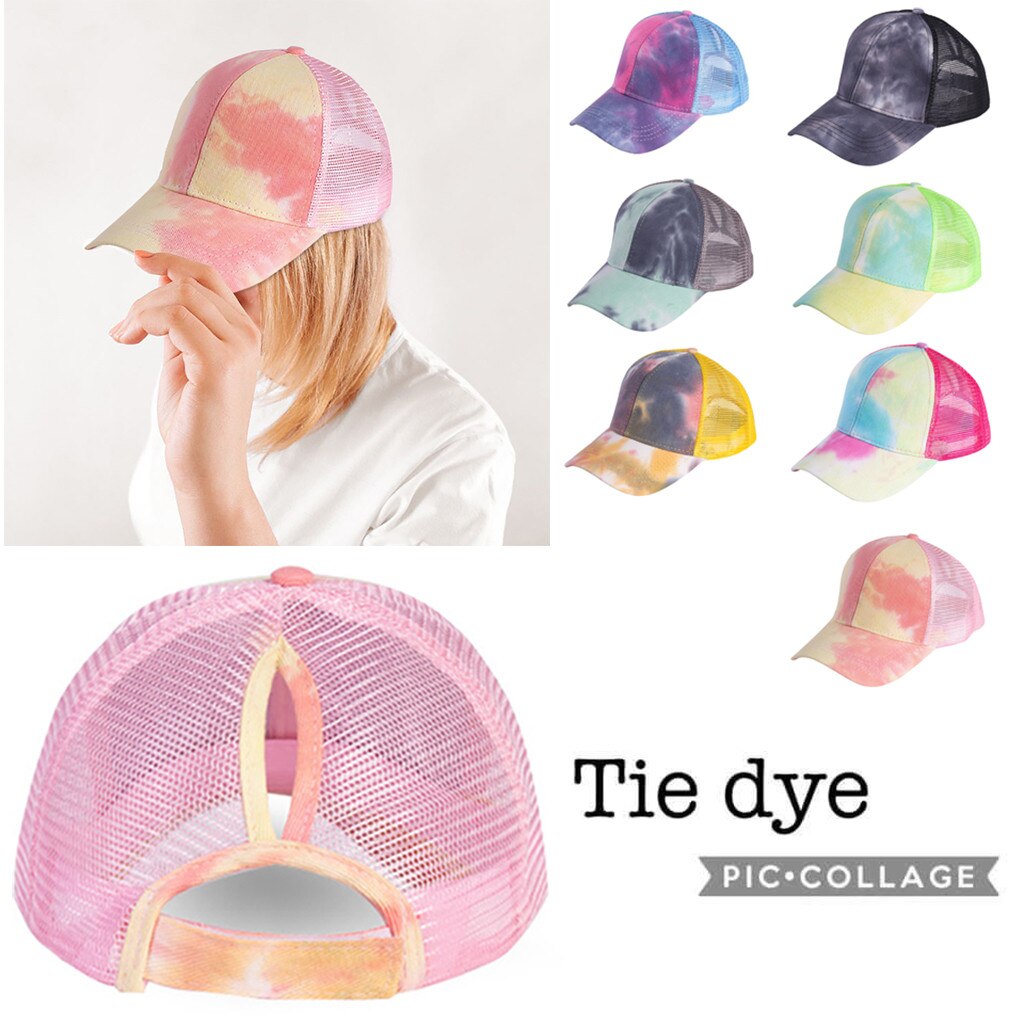 Tie-dye baseballkeps kvinnor baseballhatt andas män kvinnor sommar mesh lastbilshatt hip hop hatt baseballkepsar