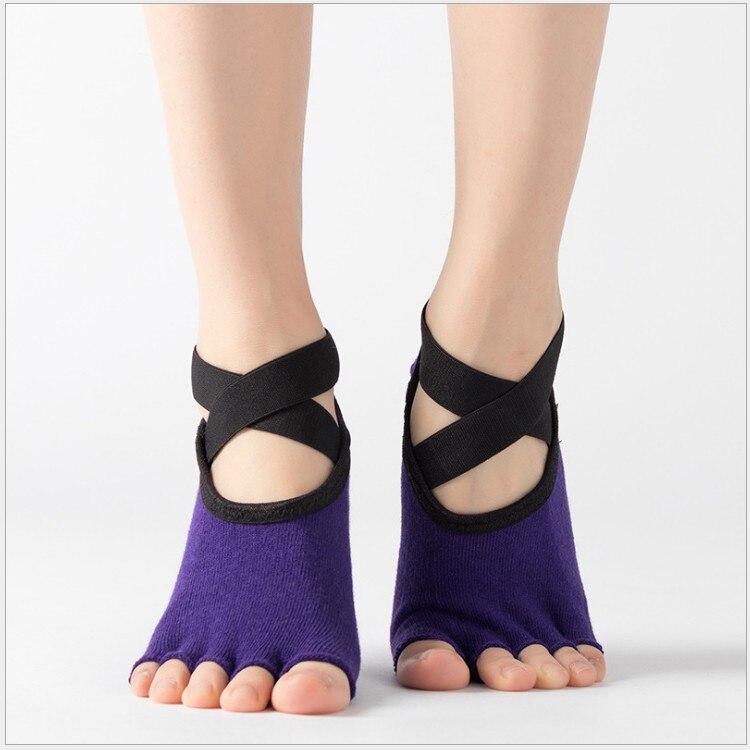 Vrouwen Bandage Yoga Sokken Anti-Slip Quick-Droog Demping Pilates Ballet Sokken Goede Grip Voor Mannen & Vrouwen katoenen Sokken: purple