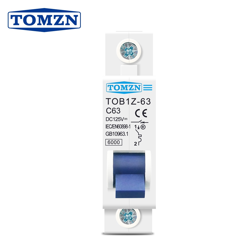 Dc mcb 6ka 1p 125v ministrømbryter 3a 6a 10a 16a 20a 25a 32a 40a 50a 63a