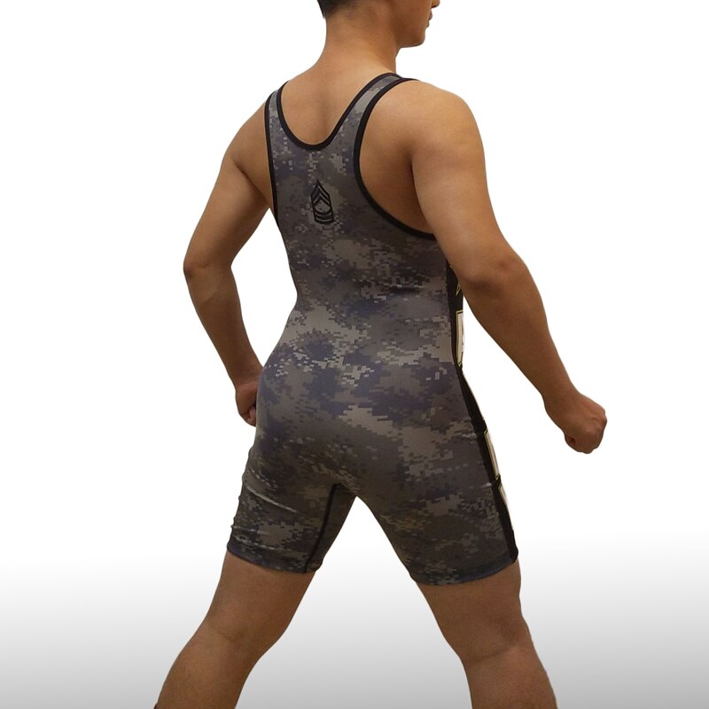 Servizio su ordinazione USA Army Digicamo Wrestling Singoletto Body Uniforme Pesistica Outfit Soldato Costume Da Bagno