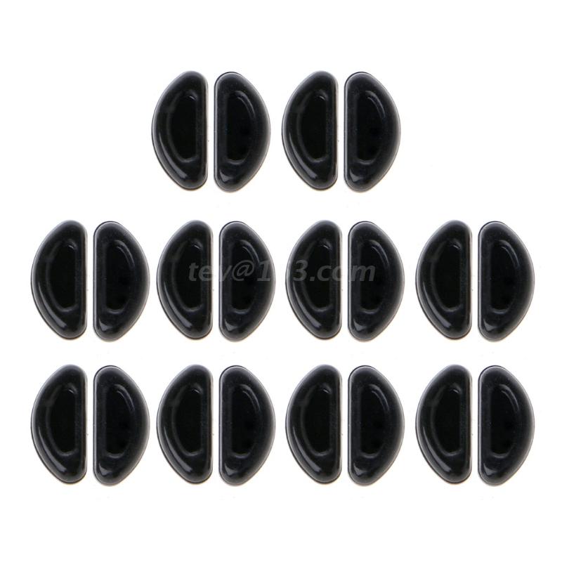 10 paia adesivi per occhiali naselli naselli Stick a forma di D su cuscinetti nasali adesivi in Silicone morbido antiscivolo Kit naselli per occhiali: Black 2.5mm