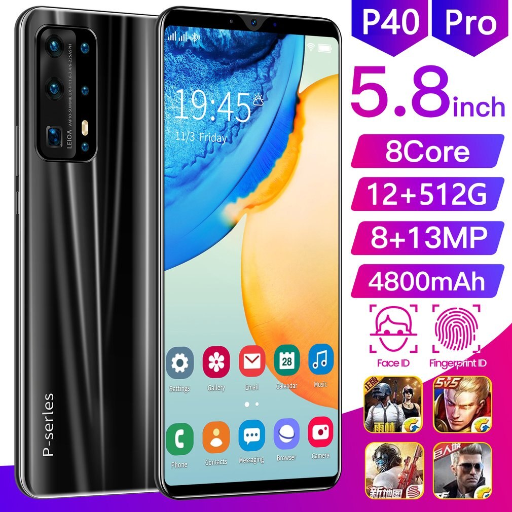 5.8 Inches High Definition Screen Green Intelligent Mobile Phone 512MB+4G 2 Megapixel 2000mah Fingerprint Unlock