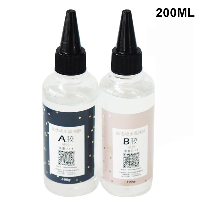 Jewelry Making Resin Epoxy 1:1 AB Crystal Glue High Adhesive Solvent Resistance Anti-yellow Accessories Tool Transparent C66: 200ml
