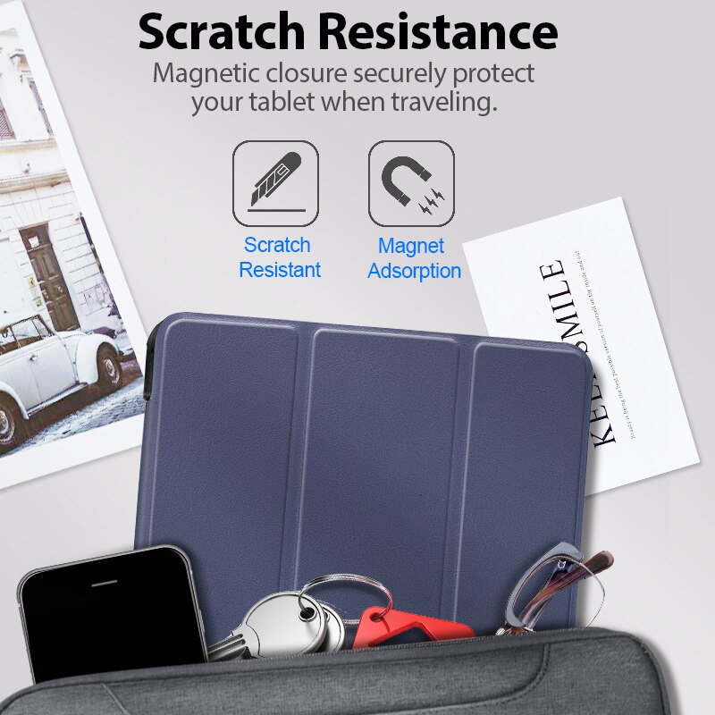 Étui pour tablette huawei matepad 10.4 , housse 3-w09 protection fine et pliable en 10.4 parties avec fonction veille automatique