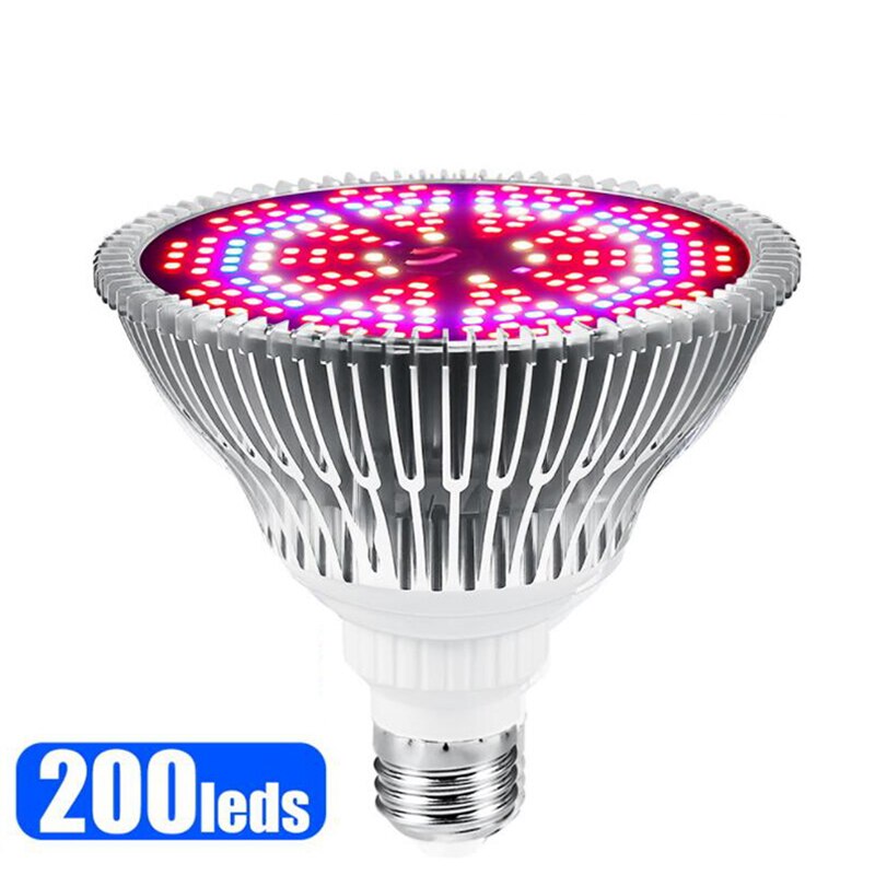 LED Grow Light Full Spectrum Sunlike E27 Growing Bulb For Indoor Hydroponics Flowers Plants LED Growth Lamp: 200LED Full Spectrum