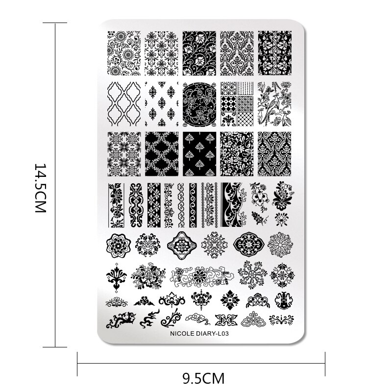 Nicole Dagboek Bloemen Patroon Nail Stempelen Platen Afbeelding Schilderen Nail Art Stencils Template Nail Stempel Gereedschap