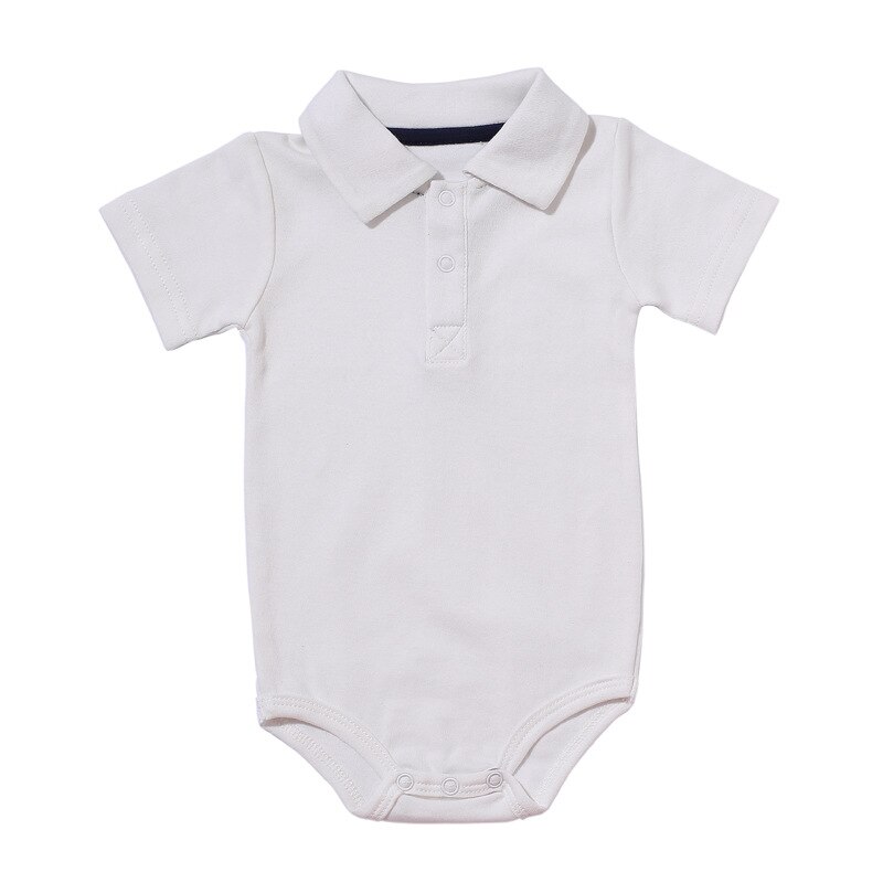 Zomer Baby Boy Kraag Korte Mouw Katoen Driehoek Romper Pasgeboren Baby Kleding: WHITE