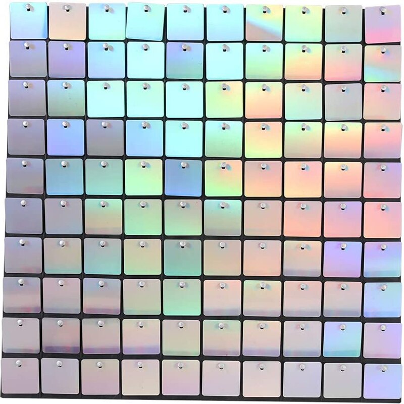 Panel de fondo de pared con lentejuelas brillantes, 1 pieza, espejo dorado brillante, decoración de cumpleaños, Año y boda: Fancy silver