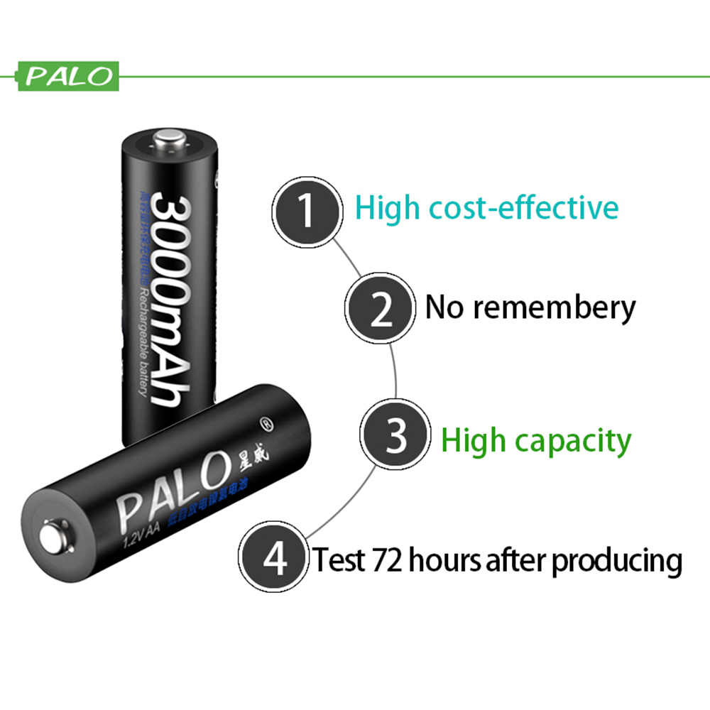 PALO 1.2V 3000mAh AA Rechargeable Battery and 1100mAh AAA Rechargeable Batteries For Toys Car 1.2V AA AAA Battery