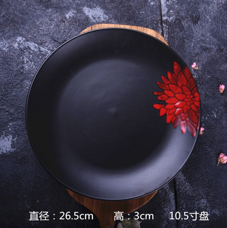 Køkkenudstyr i japansk stil bordservice keramisk plade kinesisk og vestlig madplade keramisk plade middagsplader til hjemmet: 10.5 tommer plade