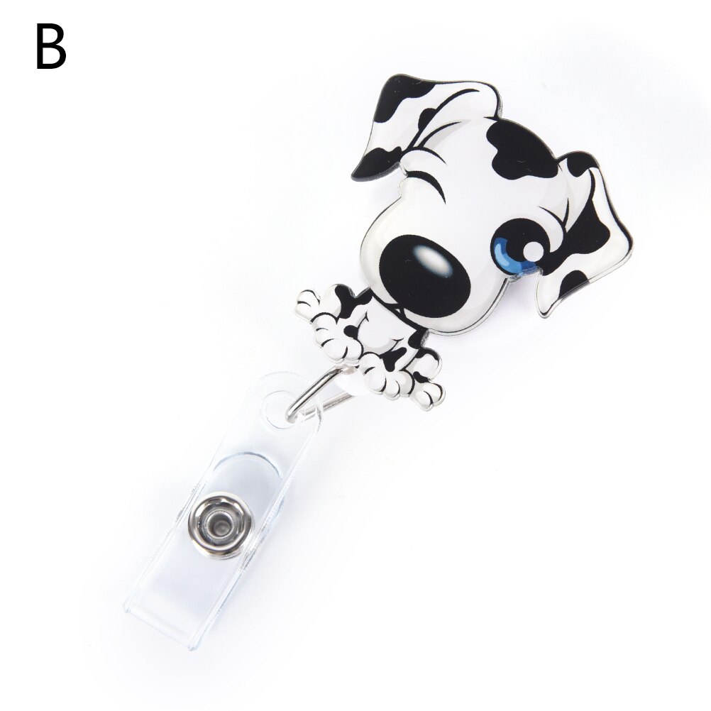 1Pcs Cute Mini Cartoon Dog Retractable Badge Reel Nurse Exihibiton ID Name Card Badge Holder: B