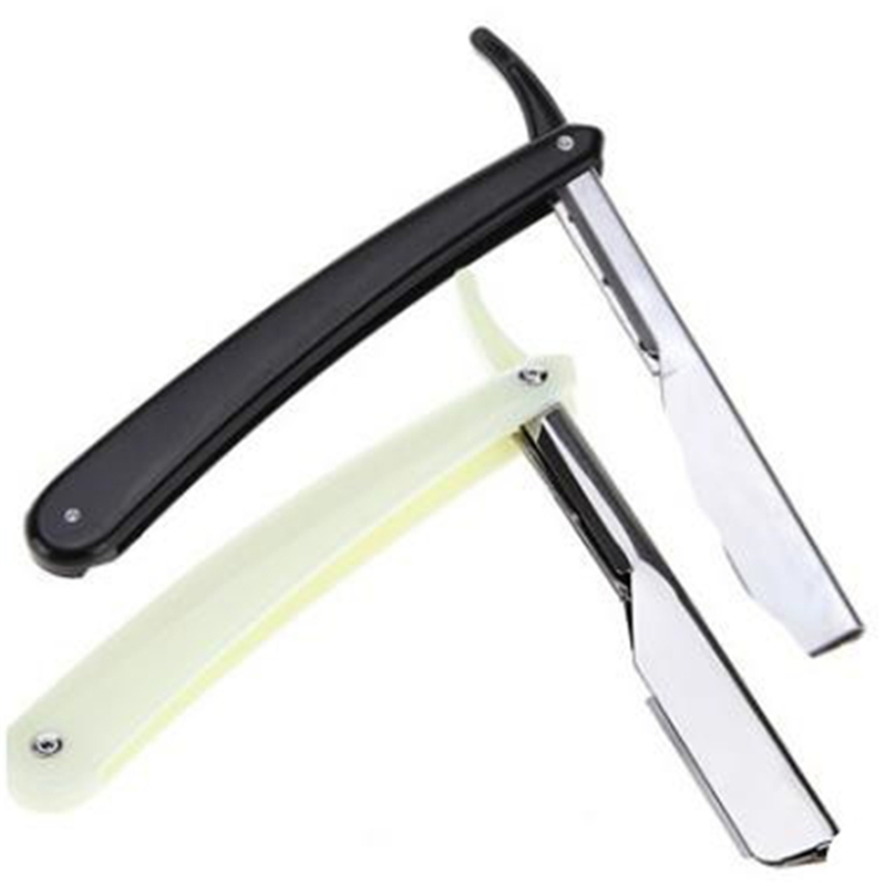 Manuel barbermaskine lige kant i rustfrit stål stærk barbershaver foldebarbering barbering barbering skæg skæreholder (ingen klinge)