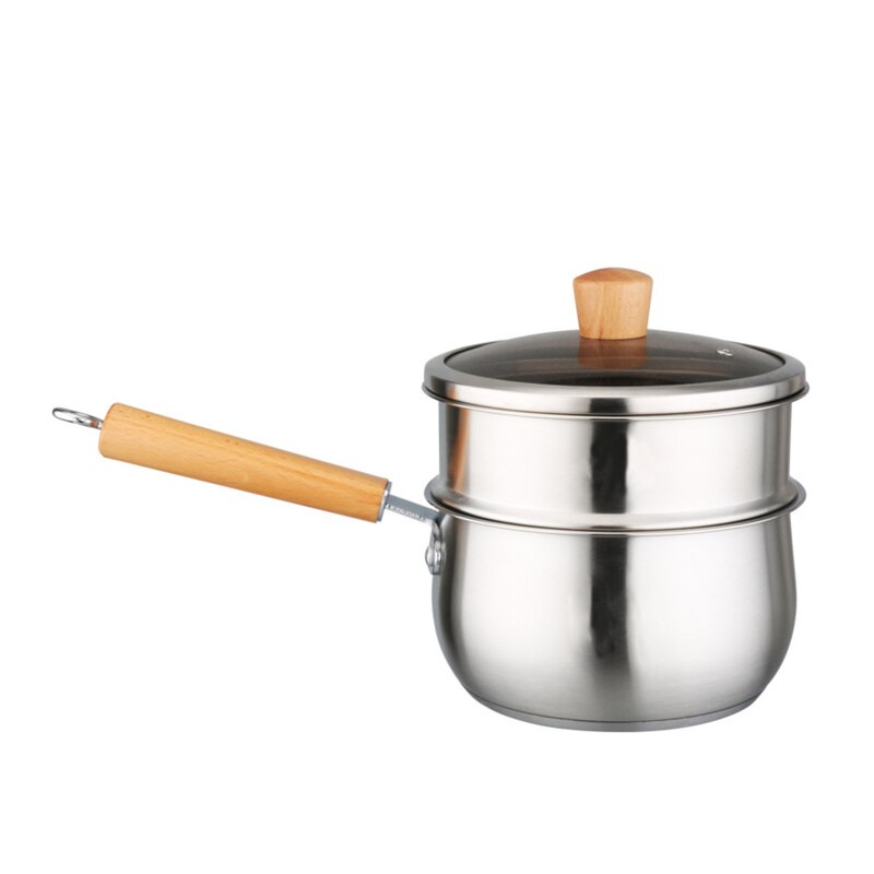 1set Milk Steam Pot Double-Layer Stainless Steel Multifunction Boiler Cooking Pots 18Cm Single Bottom Milk Pan: Default Title