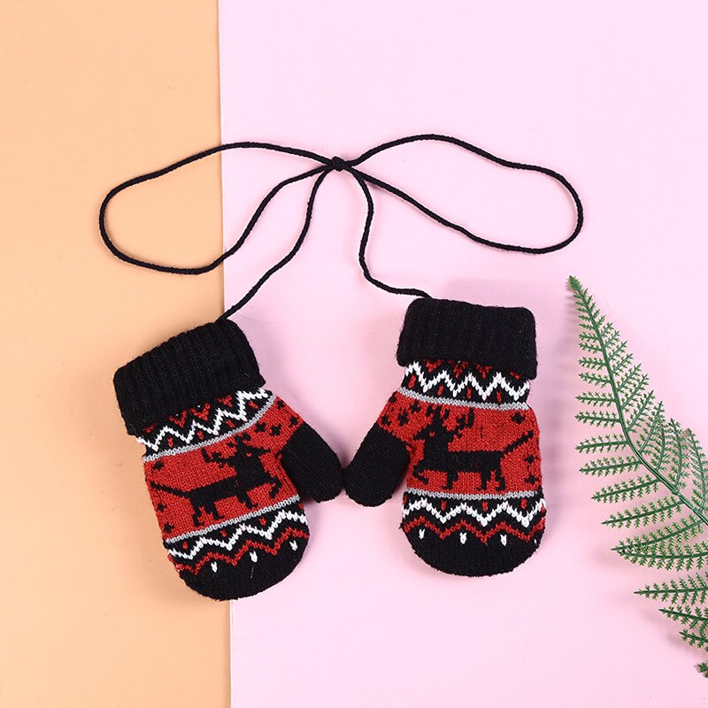 Inverno grosso quente luvas de natal para crianças crianças luvas de lã de malha corda da criança 5-10y meninos da menina das crianças: 01