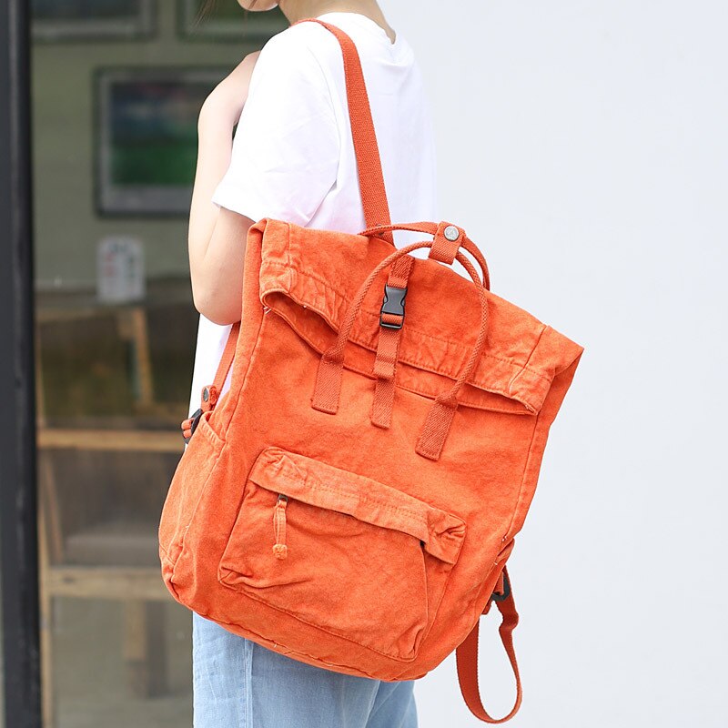 Vintage tvättad denim ryggsäck kvinnor tonåring avslappnad back to school väska kvinnligt tyg mjukt dagligt dagsäck student stor väska