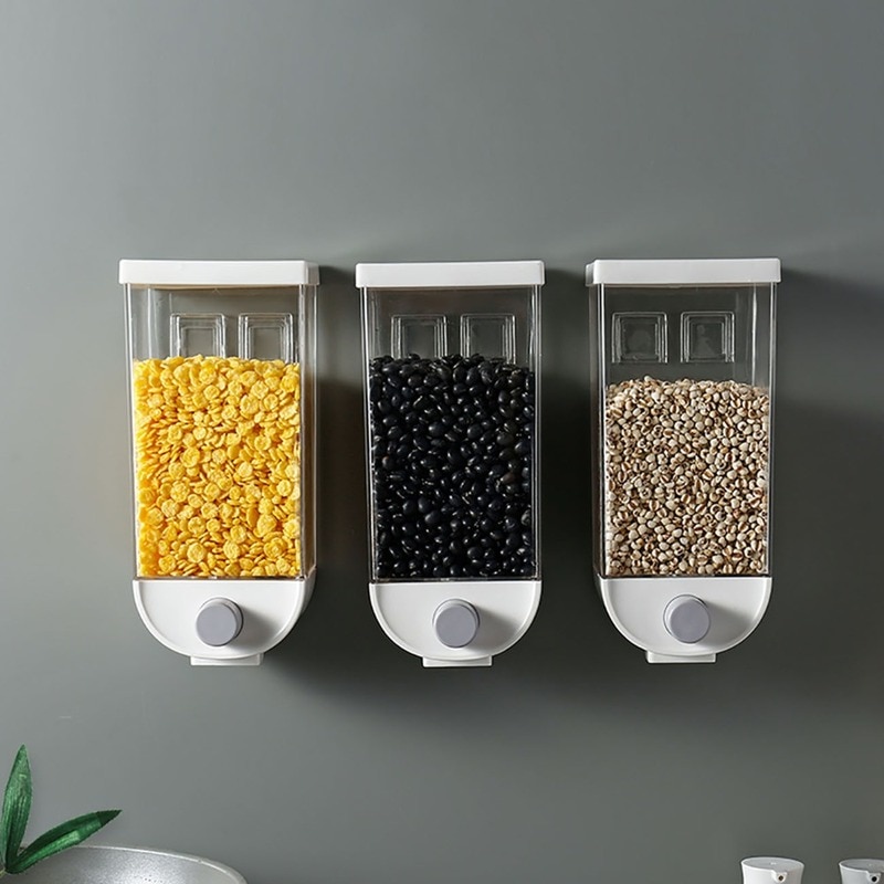 Korn opbevaringsboks 1000/1500 ml vægmonteret korn mad opbevaringsbeholder køkken korn ris bønne forseglet dåse havregryn dispenser
