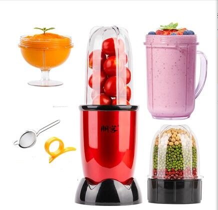 Licuadora eléctrica multifuncional, Mini licuadora automática portátil, mezcladora de batidos para comida de bebé, trituradora de carne, máquina de jugo de fruta: red 4 cups 3 blades