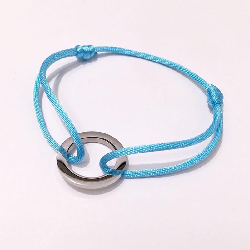 Justerbart flätat armband med enkel ring: Rosa guldfärg