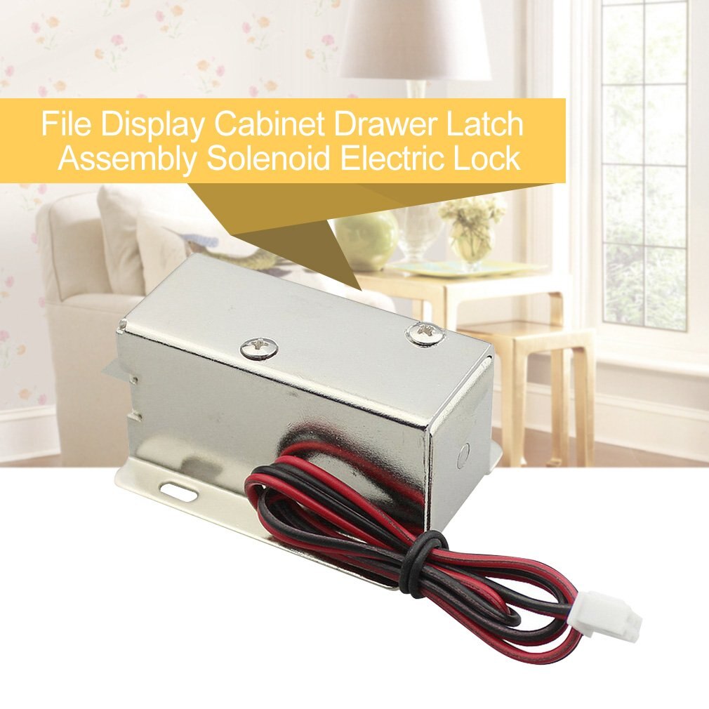 DC 12V/24V File Display Cabinet Drawer Latch Assembly Solenoid Electric Lock Fit For Desk Cabinet Window Or Safe Box