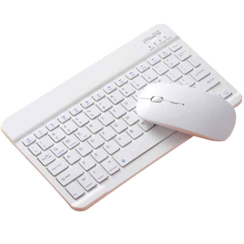 Mini Draadloze Toetsenbord Bluetooth Toetsenbord Voor Ipad Tablet Rubber Keycaps Oplaadbare Toetsenbord Muis Voor Android Ios Windows: white