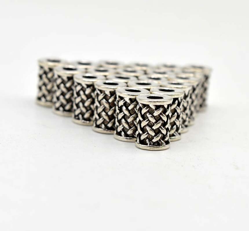 10 stk gammel sølv viking rune hår flette dread beard dreadlock perler ringer rør ca 3mm indre hull smykker