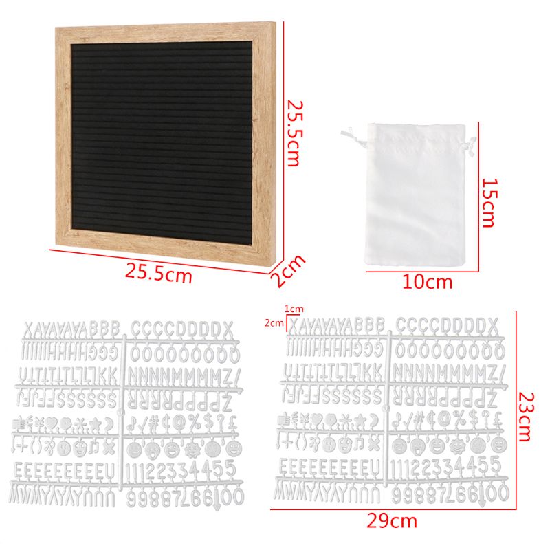 Felt Letter Board 10x10 Inch Retro Wood With 340 White Letters Numbers And Bag