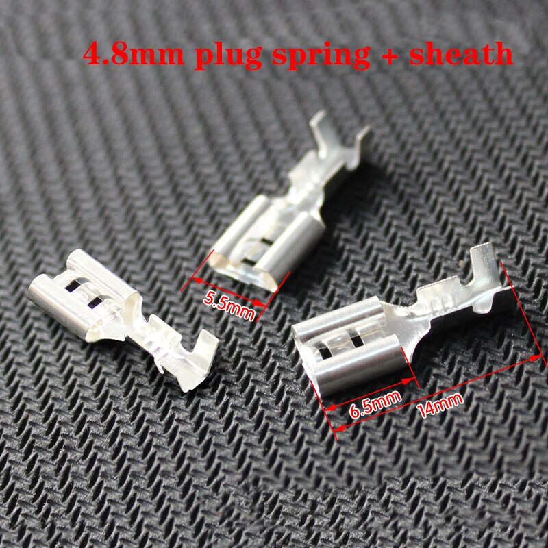 100 pieces 4.8mm plug spring terminal block cold pressed terminal copper galvanized with rubber sleeve brand