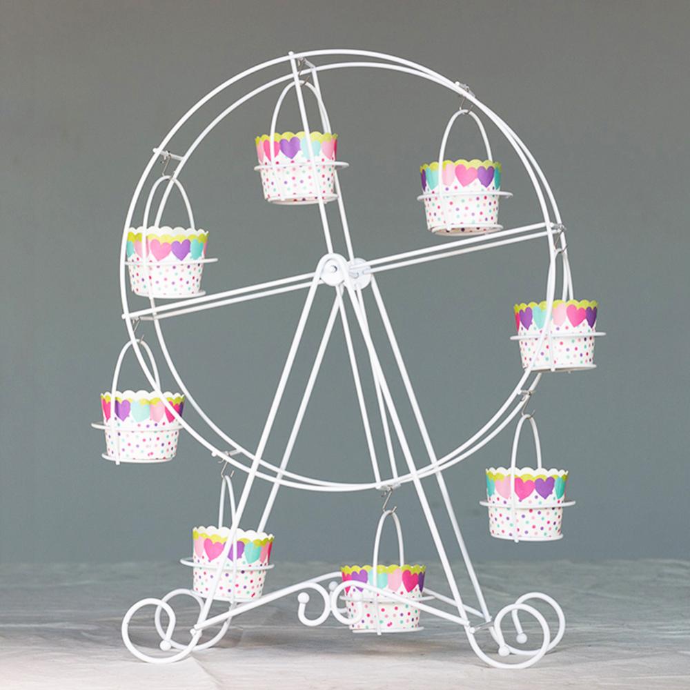 8 Cups Metalen Draaiende Reuzenrad Cupcake Houder Dessert Stand Cake Stand Display Rack Bruiloft Verjaardagsfeestje Decoratie