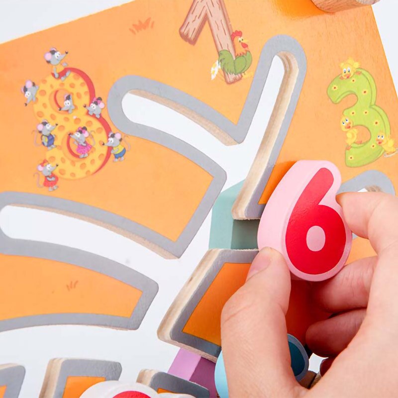 Apprendimento precoce educativo doppio scivolo Puzzle numero forma traffico animale bambini giocattoli in legno per bambini labirinto intelligenza