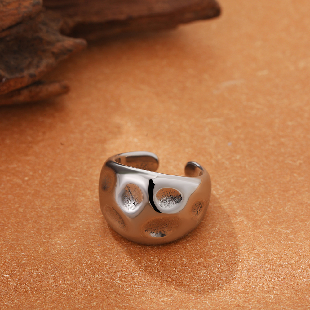 Onregelmatige geometrische gladde metalen open ringen voor dames heren Verklaring dikke koepelvingerring verstelbare roestvrijstalen sieraden
