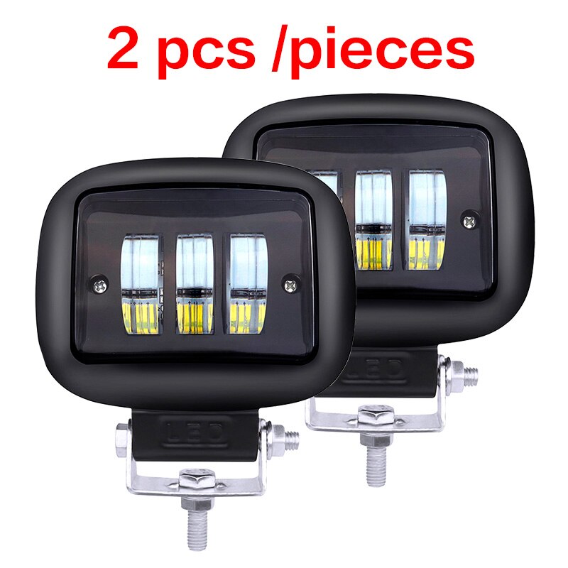 AILEO-luces led para coche, barra de luz de trabajo de 12V, 24V, 30W, 6000k, todoterreno, ATV, yate, 4x4: 2 pcs Black Square