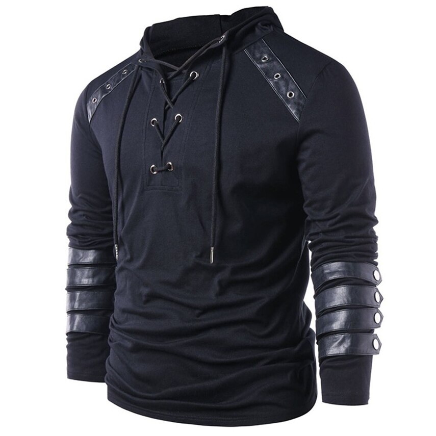 Hommes Renaissance médiévale Grooms Pirate reconstitution gn Costume laçage chemise Vintage haut à bandes moyen âge vêtements