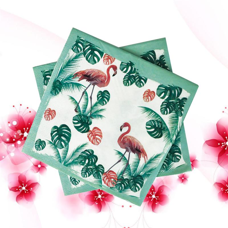 20 Pcs Cartoon Gedrukt Kleurrijke Papier Servet Flamingo Zomer Tissue Papieren Handdoek Voor Party Festival Verjaardag Bruiloft