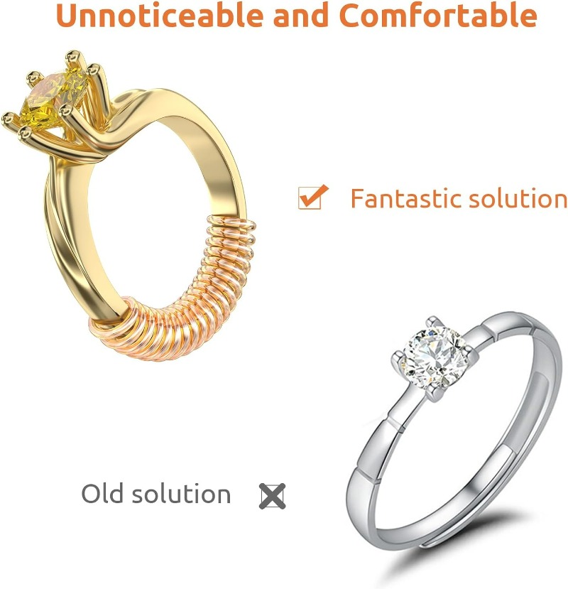 Herramienta reductora de tamaño de anillo, cuerda de resorte ajustable, sujetador elástico de resina, adecuado para todos los anillos, cortable, Invisible, cuerdas de protección sin costuras