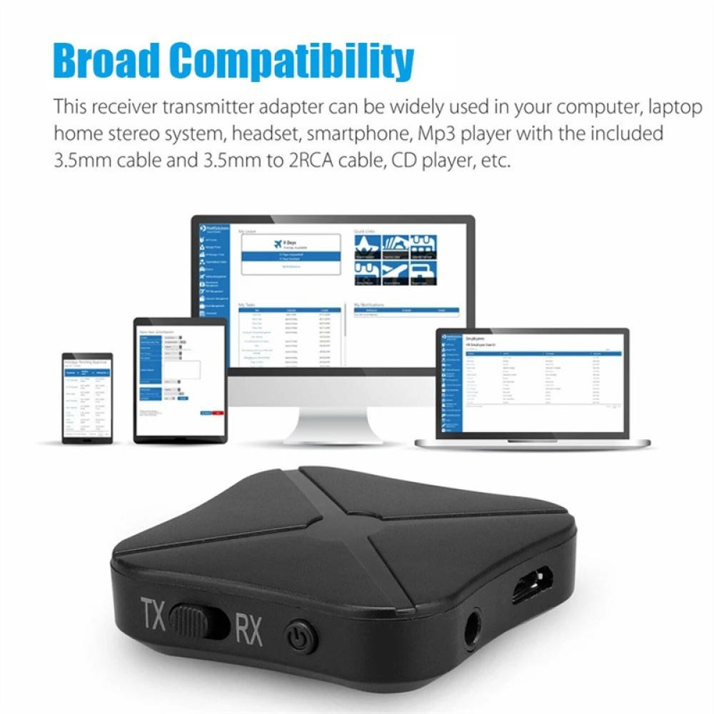 2 IN 1 Bluetooth 5.0 Receiver Transmitter Real Stereo Bluetooth Wireless Audio Adapter With 3.5MM AUX For TV MP3 PC Headphone