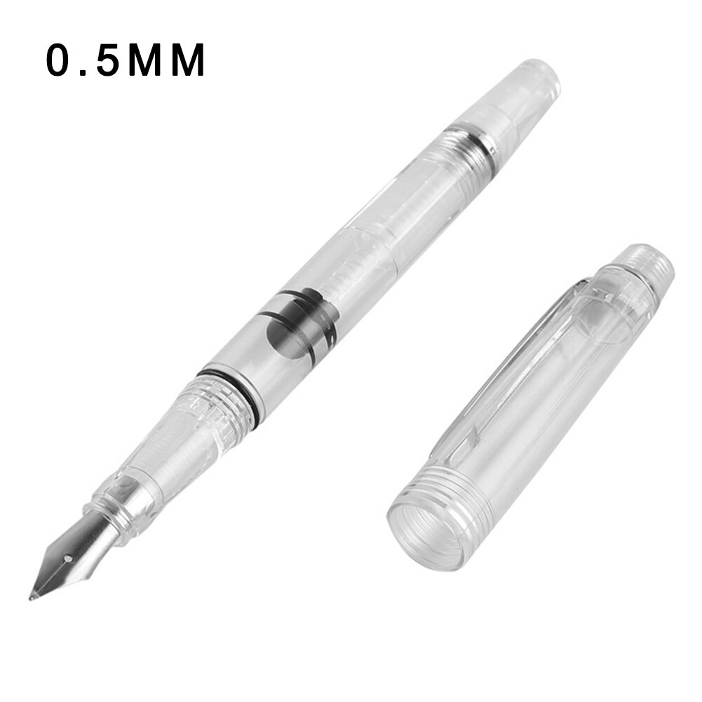transparent Fountain Pen pen students Office stationery 0.5mm 0.38mm nib calligraph piston ink Pens: silver size 0.5mm