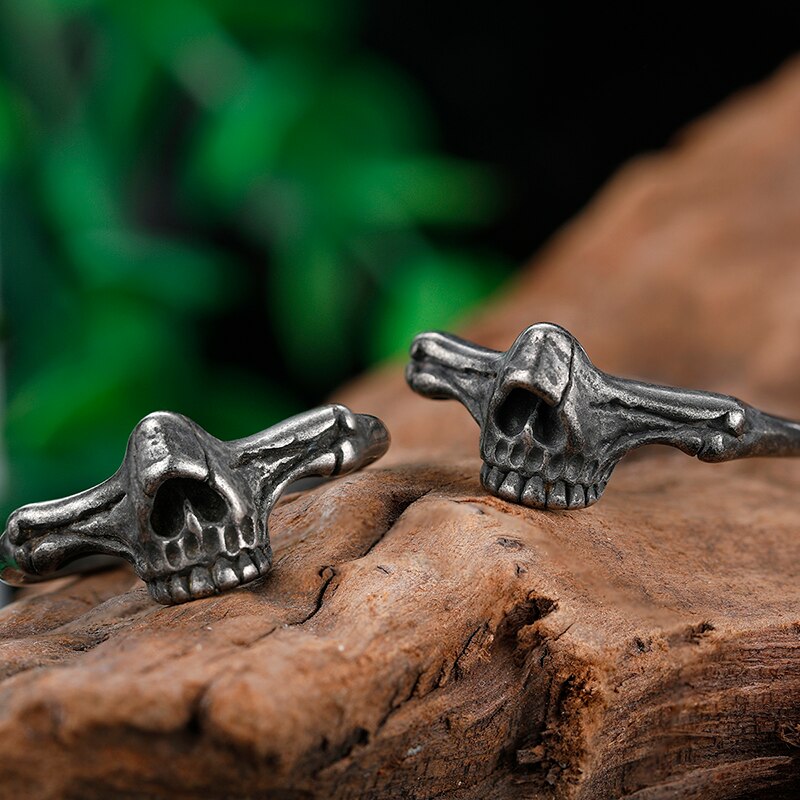 Esthetische Gothic Vintage 316L Rvs Cool Skull Mannen Vinger-Ring Punk Rock Bebaarde Biker Sieraden Kerst Accessoires