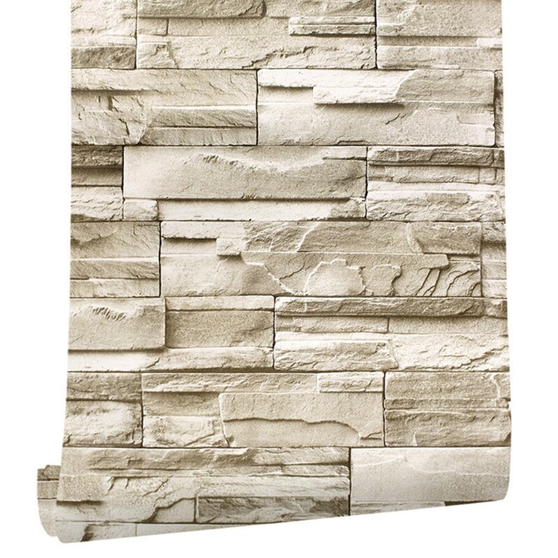 Rock Wallpaper-Stacked Stone Wallpaper-Faux Brick Wallpaper, Stone Self-Adhesive