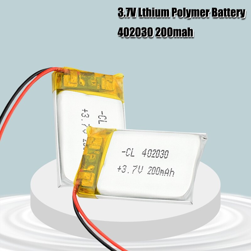 402030 3.7v 200 mah li-ion lipo celler litium li-po polymer oppladbart batteri til bluetooth gps  mp3 mp4 opptaker