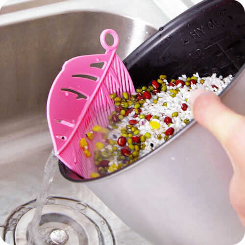 1pc bærbare plastikslag til køkkenpotte vegetabilsk rengøringsværktøj bladform siler køkkenfilterbaffel