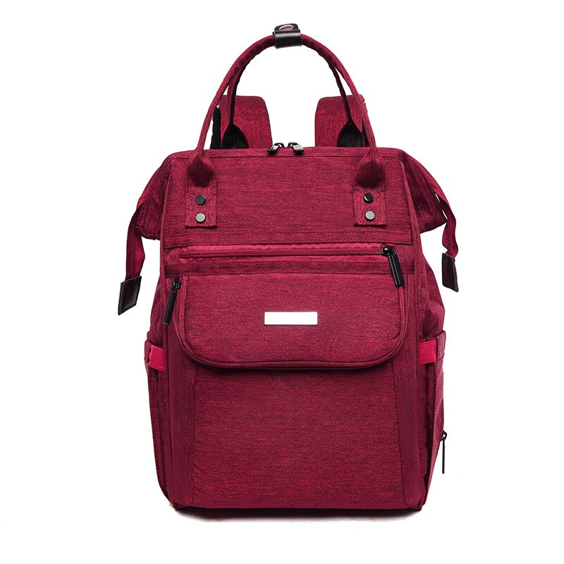 Momia maternidad cochecito de bebé con pañales bolsa de gran capacidad pañal mochila de viaje mochila de enfermería cuidado del bebé bolso de de las mujeres: Wine Red Color