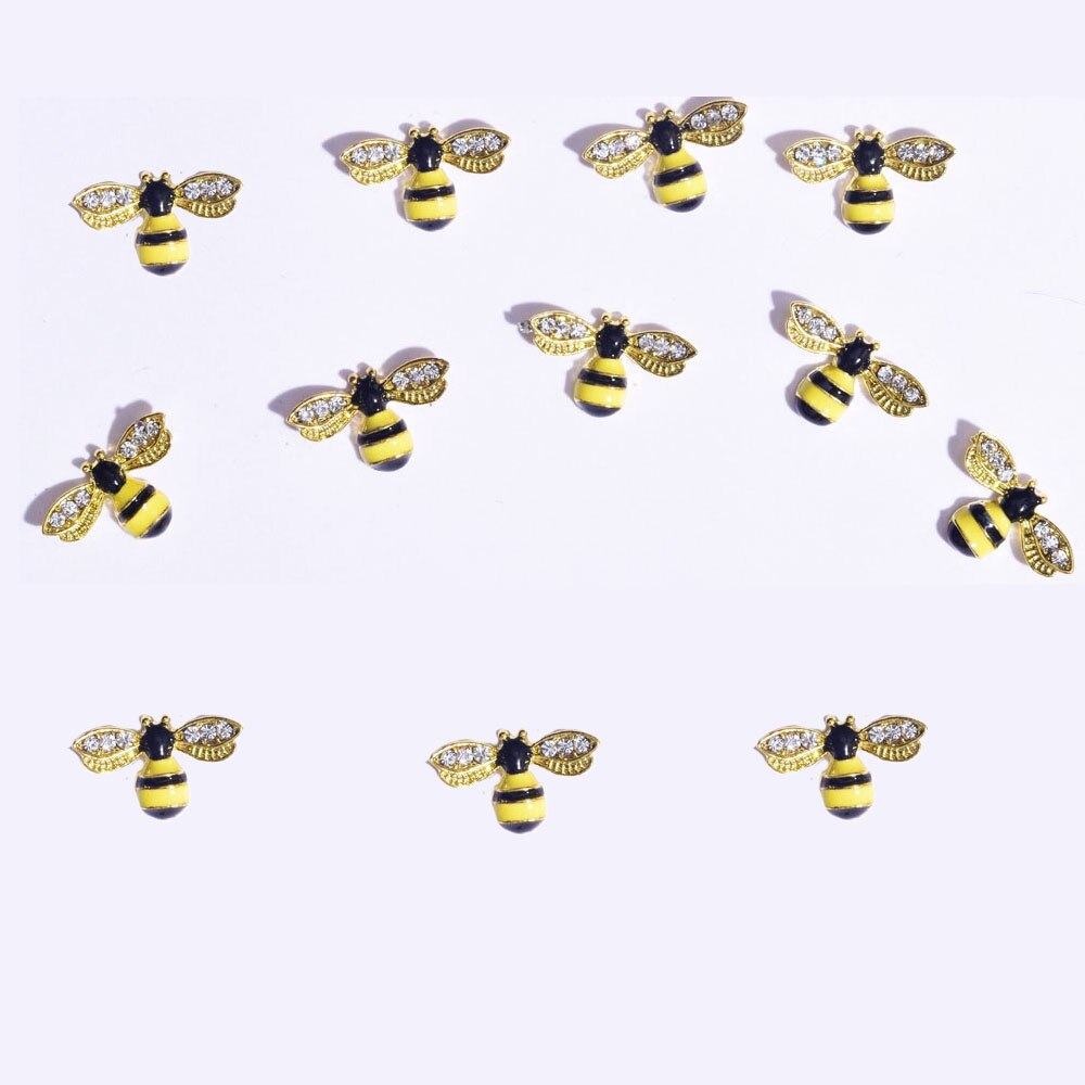 100 stk/parti negle charme sæt metal bi/ krone/ spider krystal strass negle kunst sten legering 3d negle charm dekoration: Mønster 5-100 stk