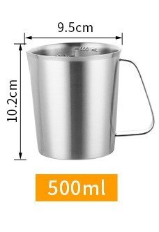 Tykkere rustfritt stål målebøtte melkeskummende kanne for kaffekunst kjøkken bar måleverktøy: 500ml
