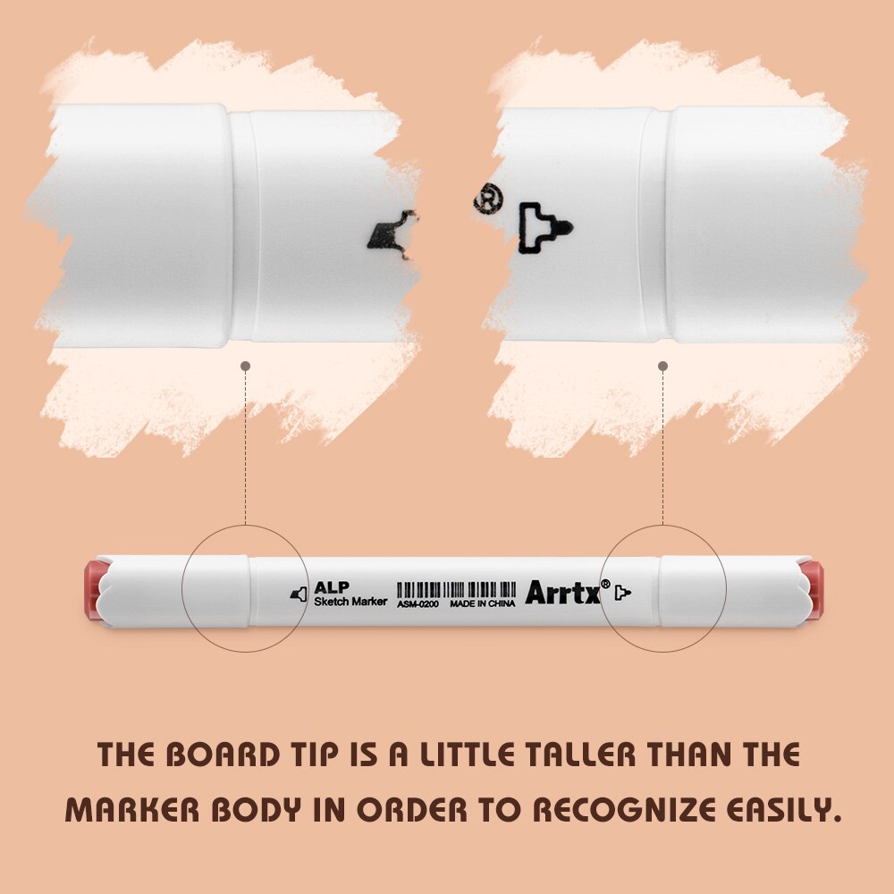 Arrtx Skin Tone 36 Colors Alcohol Marker Pen Set, Dual Tips Markers Perfect for Figure Painting Portrait Coloring