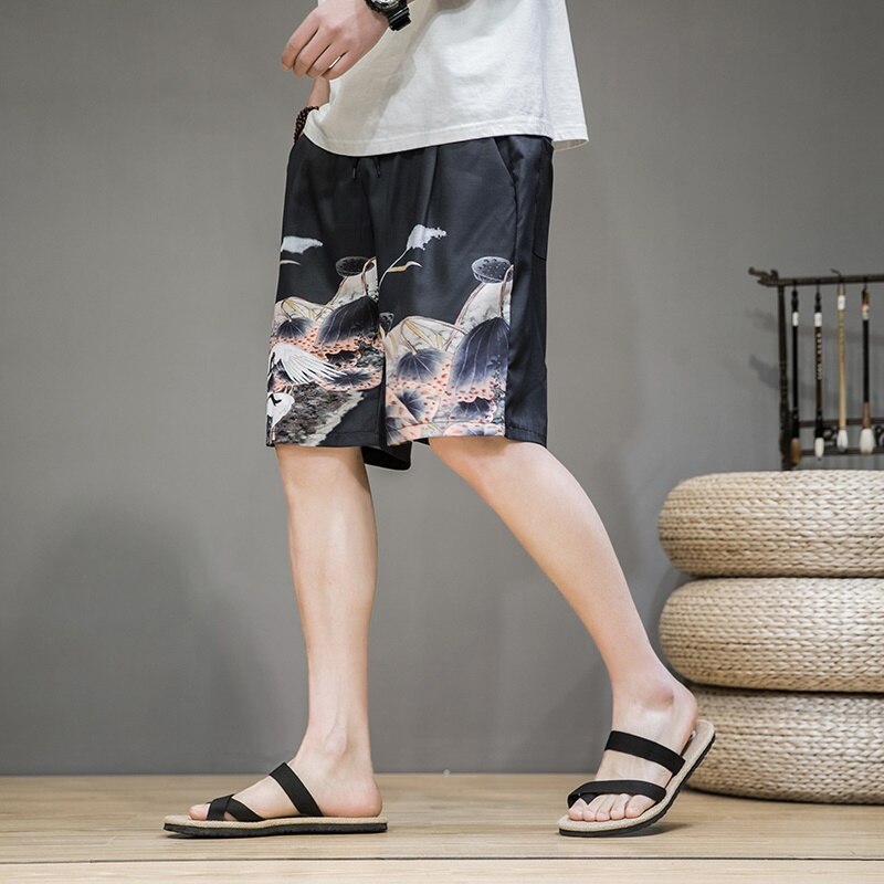 Shorts Style chinois pour hommes, nouveaux Shorts d&#39;été à la pour garçons, pantalons Kimono courts de plage en lin japonais, boutique chinoise en ligne FF2817,