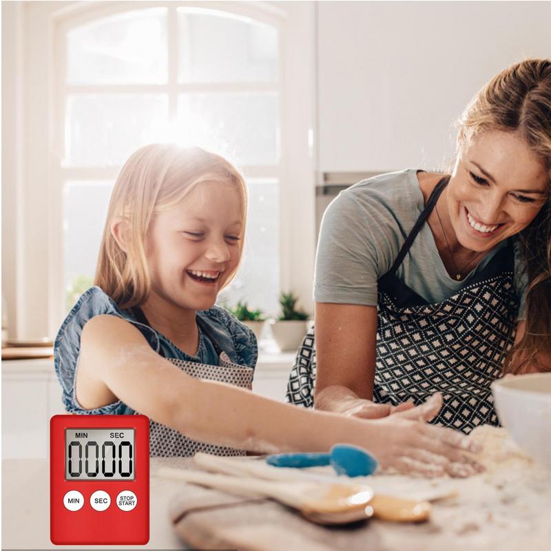 Temporizador de cocina con pantalla Digital LCD súper fino, reloj cuadrado con alarma de cuenta atrás para cocina, cronómetro para dormir, temporizador,