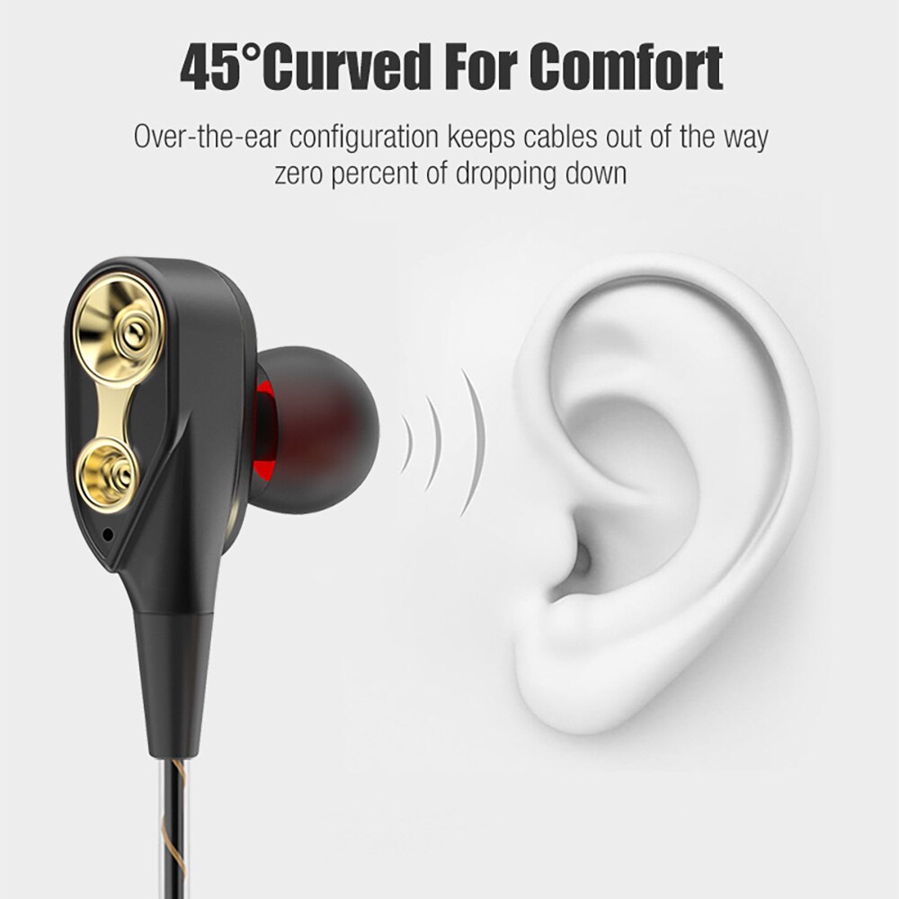 Olhveitra 3.5mm Earphones Wired In Ear For iPhone Samsung Xiaomi Earbuds Dual Drive Stereo Sport Gamer Headset Handfree With Mic