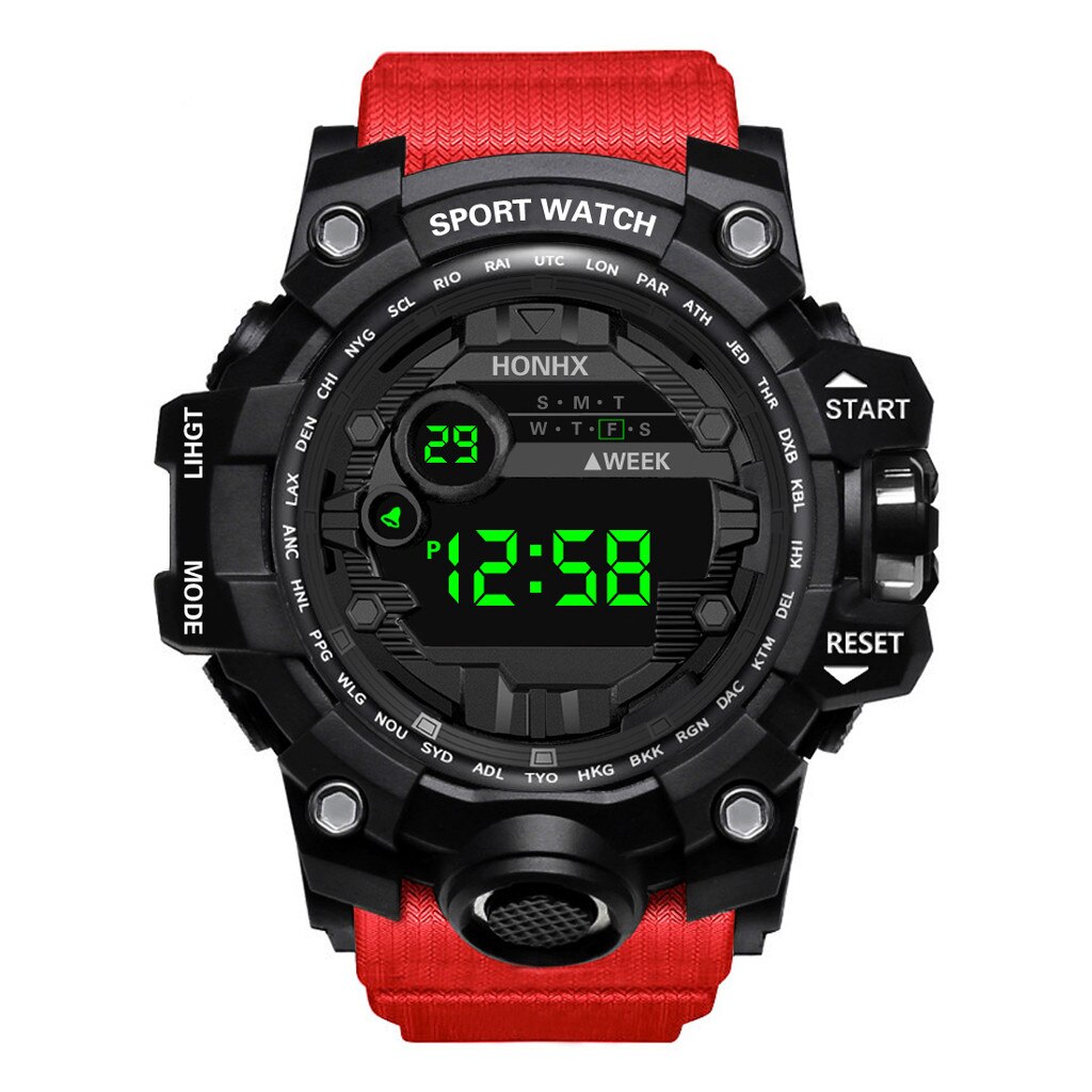 Reloj electrónico para deportes al aire libre para Hombre, pulsera Digital LED resistente al agua, de lujo e informal, con fecha: Red 