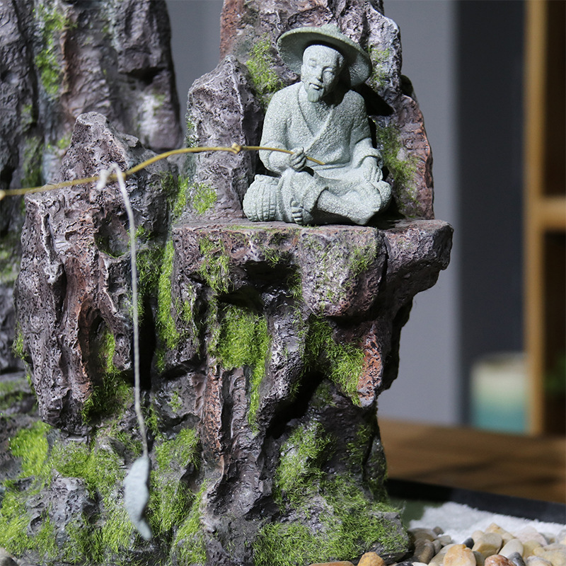 Figurita de piedras de arena de ajedrez, juego de pescador antiguo en miniatura, adornos para acuario, bonsái de jardín de hadas, decoración de habitación de paisaje de rocalla